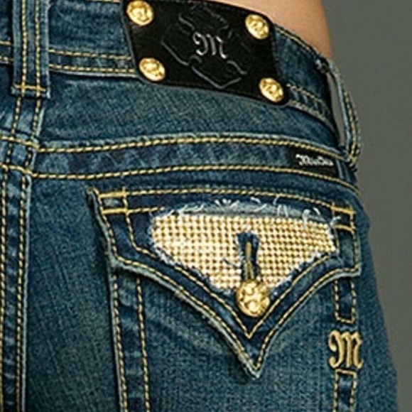 Miss Me Gold Digger Boot Cut Jeans JP5023-6 boot embellished‎ rhinestone size 28 - Picture 2 of 16